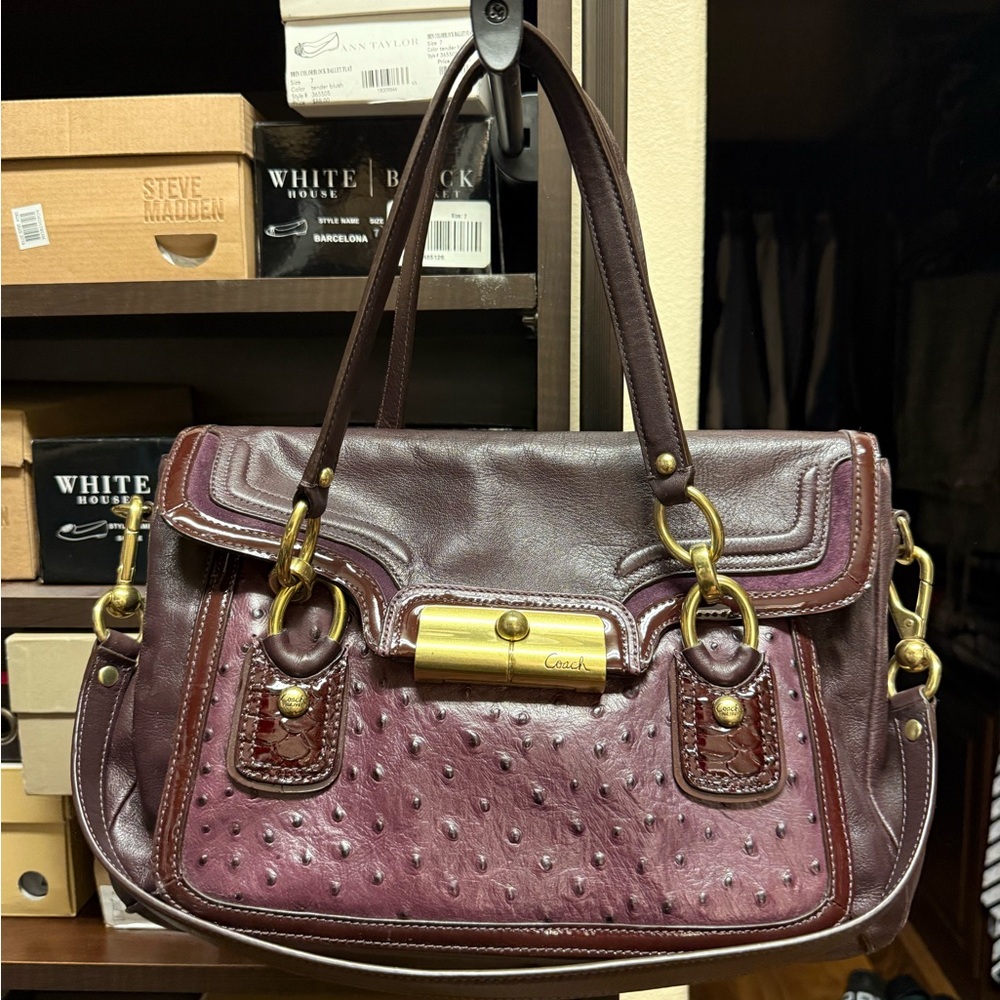 Coach Dark Purple Leather Shoulder Bag